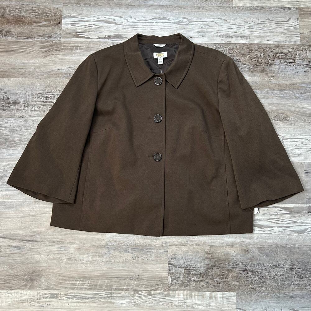 Vintage Y2K NWT Talbots Woman Brown Cropped Swing Jacket Office Siren 24W